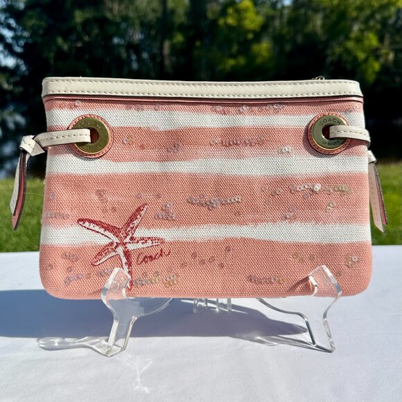 NWOT Coach Audrey Pink Coral Sequin Beaded Seashell Large Wristlet 47268 - Picture 2 of 8